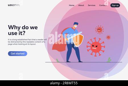 Männliche Figur trägt Gesichtsmaske Stock Vektor