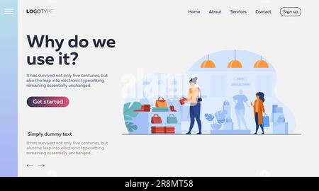 Weibliche Kunden kaufen in einem Kleiderladen ein Stock Vektor