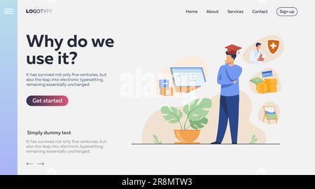 Studiengang für männliche Studentinnen im College Stock Vektor