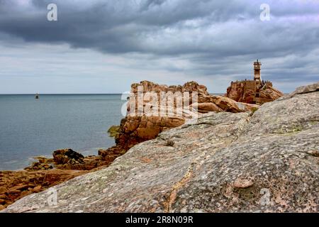 Der Leuchtturm von Peacock auf der Ile de Brehat Stockfoto