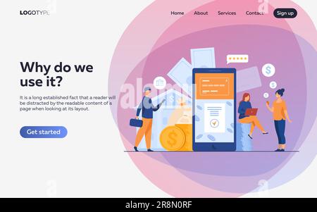 Menschen mit Smartphones, die eine mobile Banking-App verwenden Stock Vektor