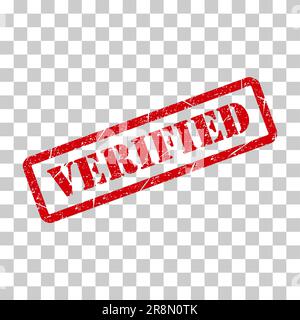 Verifiziertes Stempelsymbol, Aufkleber-Schild-Taste, Text-Banner-Vektor-Illustration . Stock Vektor