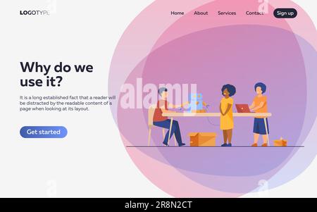 Kinder präsentieren Cyborg im Robotik-Kurs Stock Vektor