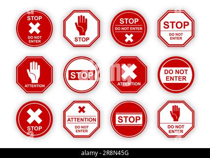 Rote Stoppschilder gesetzt Stock Vektor