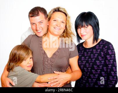 Ehemann, Frau mit Tochter und Sohn, Schwester, Bruder, Mutter, Vater Stockfoto