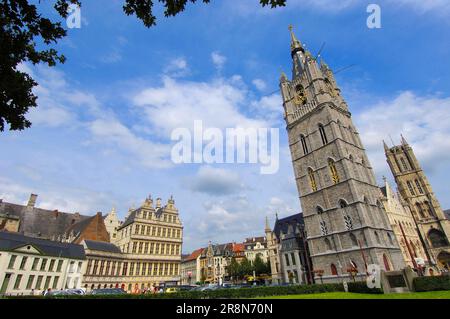 Belfry, St. Bavo Kathedrale, Gent, Ostflandern, Flandern, Belgien, Glockenturm Stockfoto