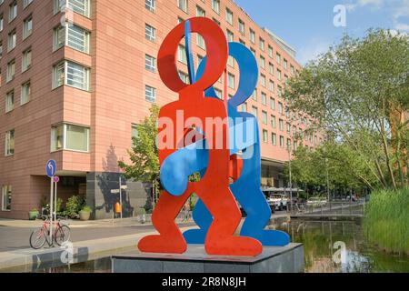 Boxer von Keith Haring, Hotel Grand Hyatt, Marlene-Dietrich-Platz, Tiergarten, Mitte, Berlin, Deutschland Stockfoto