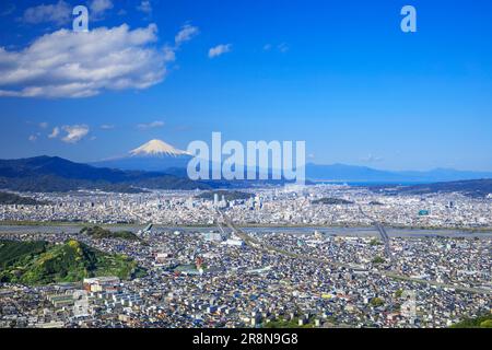 Mt. Fuji und Shizuoka Stadt Stockfoto