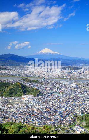 Mt. Fuji und Shizuoka Stadt Stockfoto