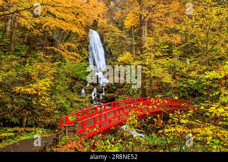 Fudo Falls und Taiko Bridge Stockfoto