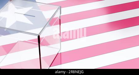 Wahlen in Liberia, Abstimmungsbox und Nationalflagge. 3D-Rendern Stockfoto