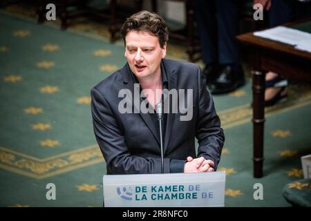 Brüssel, Belgien. 22. Juni 2023. Francois De Smet von Defi, abgebildet auf einer Plenarsitzung der Kammer im Bundesparlament in Brüssel am Donnerstag, den 22. Juni 2023. BELGA FOTO JASPER JACOBS Kredit: Belga News Agency/Alamy Live News Stockfoto