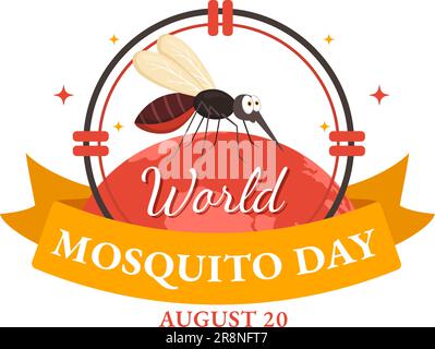 World Mosquito Day Vector Illustration am 20. August mit Midge kann Dengue-Fieber und Malaria verursachen in flachen, handgezeichneten Cartoon Background Templates Stock Vektor