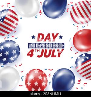 Zusammensetzung von Ballons mit Abdrücken der US-Flagge Stock Vektor