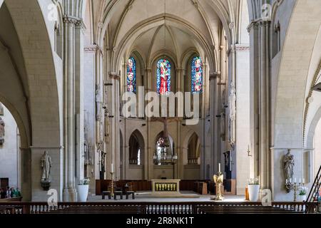 Im Inneren der Kathedrale St. Paul, Münster, Nordrhein-Westfalen, Deutschland, im St. Paulus Dom, Münster, Nordrhein-Westfalen, Deutschland. Stockfoto