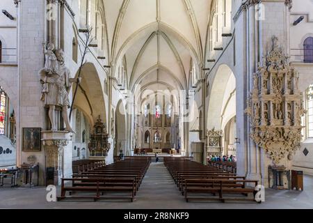 Im Inneren der Kathedrale St. Paul, Münster, Nordrhein-Westfalen, Deutschland, im St. Paulus Dom, Münster, Nordrhein-Westfalen, Deutschland. Stockfoto