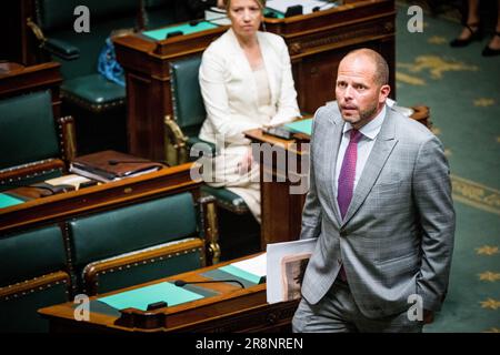 Brüssel, Belgien. 22. Juni 2023. Theo Francken von N-VA wurde am Donnerstag, den 22. Juni 2023, auf einer Plenarsitzung der Kammer im Bundesparlament in Brüssel abgebildet. BELGA FOTO JASPER JACOBS Kredit: Belga News Agency/Alamy Live News Stockfoto