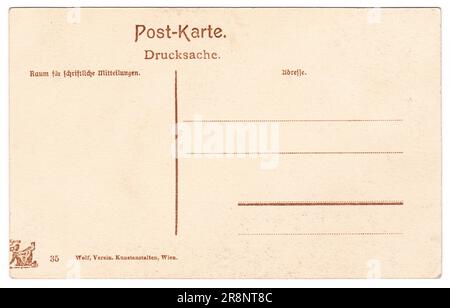 Rückseite einer Vintage-Postkarte mit verwitterten Rändern auf weißem Hintergrund, gedruckt im Jahr 1907, Österreichisch-Ungarisches Reich Stockfoto