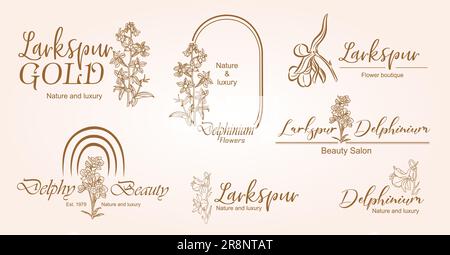 Luxuriöses Vector-Logo mit Larkspur-Blumenkunst Stock Vektor