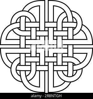 Daraknoten in schwarzer Umrandung. Keltisches Symbol. Der Daraknoten symbolisiert das Wurzelsystem einer alten Eiche. Symbol für Stärke, Macht, Weisheit. Stock Vektor