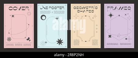 Schickes Poster. Abstrakte minimalistische lineare Formen für Broschürendesign, einfache Dekorationselemente mit minimalem Glitzereffekt. Vektorsatz von Trenn Stock Vektor