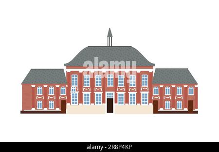 Mittelalterliche deutsche romantische alte Villa. Braune Fassaden, graues Dach, weiße Fenster. gebäude im europäischen Kolonialstil im viktorianischen Stil. Vektorgrafik. Stock Vektor