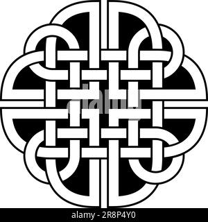 Daraknoten in schwarzer Umrandung. Keltisches Symbol. Der Daraknoten symbolisiert das Wurzelsystem einer alten Eiche. Symbol für Stärke, Macht, Weisheit. Stock Vektor