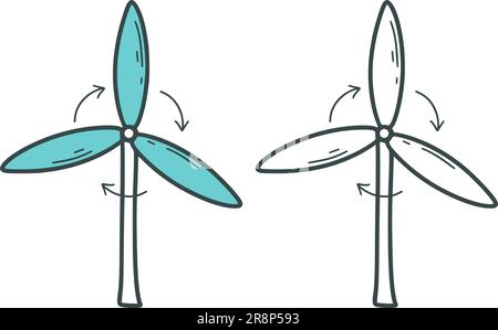 Handgezogene Windmühle, Einzeldarstellung Stock Vektor