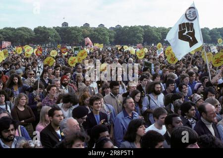 Rock Against Rassismus march und Rallye Hyde Park London 1978. Anti-Nazi-Liga-Banner. 1970er UK 70er HOMER SYKES Stockfoto