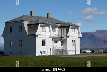 Höfði, Ort des 1986. Gipfeltreffens von US-Präsident Ronald Reagan und Generalsekretär Michail Gorbatschow der Sowjetunion in Reykjavík. Stockfoto