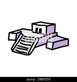 Von Hand gemalte, einfache Ruinen aus dem Vektorbau. Mexikanischer Tempel. Vektordarstellung isoliert auf weißem Hintergrund Stock Vektor