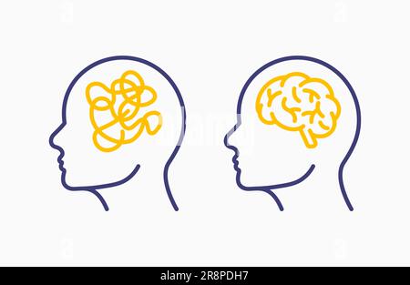 Symbol Spannungslinie. Verwirrte Depression Mind Sign psychische Gesundheit Entwurf Illustration. Psychisches Belastungssymbol Stock Vektor