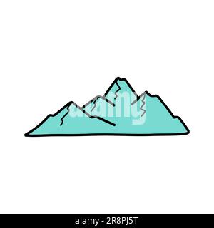 Handgezeichneter Doodle Mountain. Einfacher blauer Berg mit Rissen und Relief. Vektordarstellung isoliert auf weißem Hintergrund Stock Vektor
