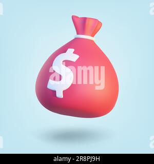Geldbeutel isoliert auf blauem Hintergrund. 3D-Rendering. Vektordarstellung Stock Vektor