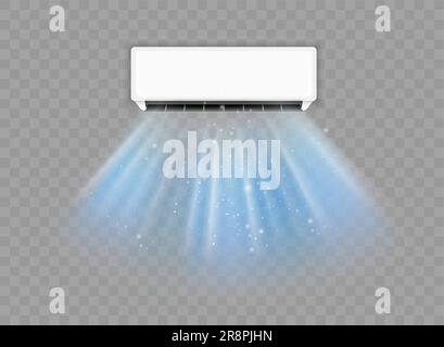 Konstruktionszeichnung der Klimaanlage für kalten Wind. Klimaanlage, Wellendesign mit realistischer Brise, Klima und kühleren Wänden. Stock Vektor