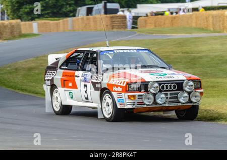 Audi Quattro A2 Gruppe B Rally-Rennwagen auf dem Goodwood Festival of Speed 2013 Stockfoto