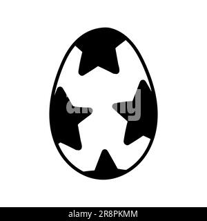 Ein osterei mit schwarzen, riesigen Sternen auf weißem Hintergrund. Einfache Symbole für die Frühlingsferien. Stock Vektor