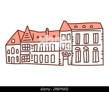 Urbanes Gebäude im klassischen Stil mit Säulen mit Großbuchstaben. Alte Universität oder Museum. Vektordarstellung isoliert auf weißem Hintergrund Stock Vektor