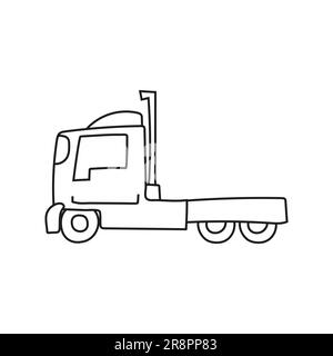 Hand gezeichnet Doodle LKW zum Ausmalen Kinder Buch. Einfache Linie, Altersgruppe 2 - 4. Große Mashines, LKW, havy Fahrzeug Transport. Vektorgrafik iso Stock Vektor