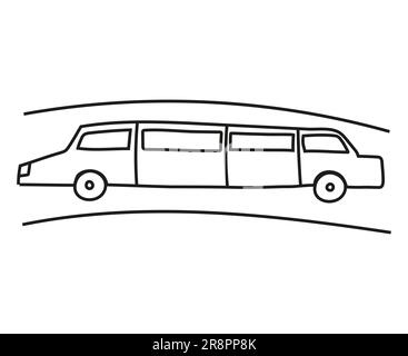 Hand gezeichnet Doodle Limousine für Kinder ausmalen. Einfache Linie, Altersgruppe 2 - 4. Große Mashines, LKW, havy Fahrzeug Transport. Vektorgrafik Stock Vektor