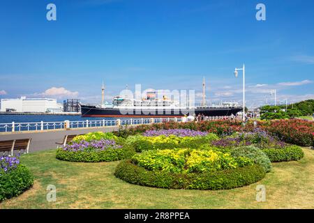 Yamashita Park und Hikawa Maru Stockfoto