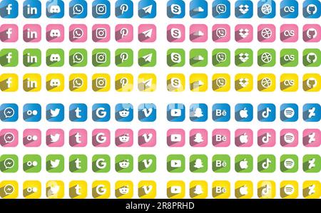Bunte Quadratische Logos Für Social-Media-Symbole Stock Vektor