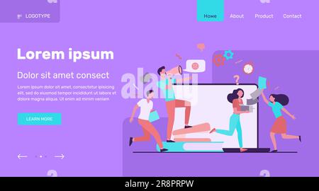 Wütender Boss mit Megafon, der Mitarbeiter anschreit Stock Vektor