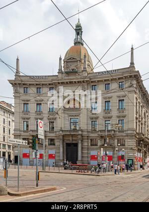 Mailand, Italien - 15. Juni 2019: Generali Insurance Company Building am Piazza Cordusio im Stadtzentrum. Stockfoto