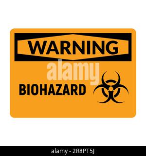 Warnschild „Biohazard warning waste“. Biologisches Infektionssymbol Warnung Vektor-Etikett Logo-Zeichen. Stock Vektor