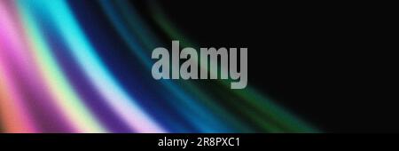 Dunkelkörniger Hintergrund Grün Blau Violett Schwarz abstraktes Banner Glowing Color Flow Noise Textur Kopierraum Stockfoto