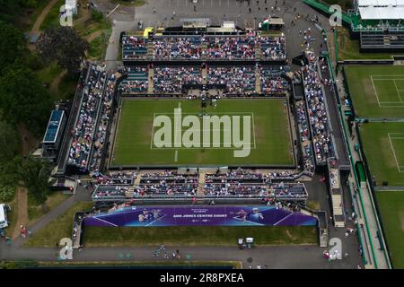 Edgbaston Priory Club, Birmingham, 22. Juni 2023 - unvergleichlicher Blick auf das Rothesay Classic Birmingham Tennis Turnier im Edgbaston Priory Club in den West Midlands, das bis zum 25. Juni 2023 läuft. Kredit: Stop Press Media/Alamy Live News Stockfoto