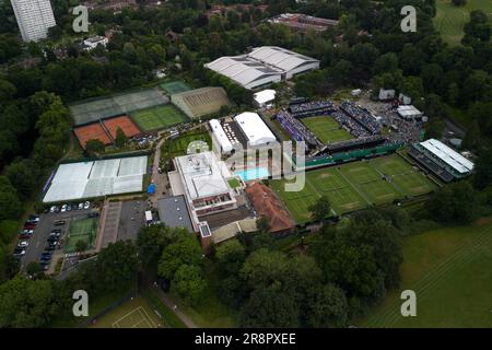 Edgbaston Priory Club, Birmingham, 22. Juni 2023 - unvergleichlicher Blick auf das Rothesay Classic Birmingham Tennis Turnier im Edgbaston Priory Club in den West Midlands, das bis zum 25. Juni 2023 läuft. Kredit: Stop Press Media/Alamy Live News Stockfoto