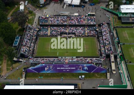 Edgbaston Priory Club, Birmingham, 22. Juni 2023 - unvergleichlicher Blick auf das Rothesay Classic Birmingham Tennis Turnier im Edgbaston Priory Club in den West Midlands, das bis zum 25. Juni 2023 läuft. Kredit: Stop Press Media/Alamy Live News Stockfoto