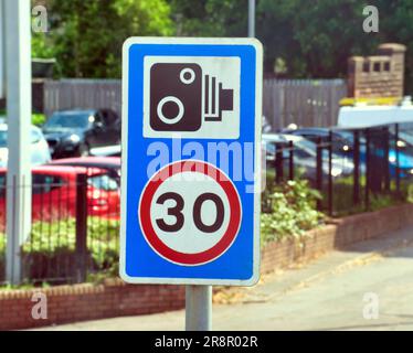 Radarkamerabild 30 mph Geschwindigkeitsbegrenzung Stockfoto